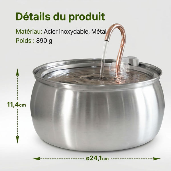 Fontaine à eau pour chat en inox 4L | AQUARA