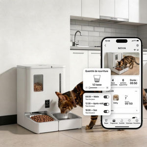 Distributeur Croquettes Chat avec Caméra 2K et Réservoir d’Eau | NOVA