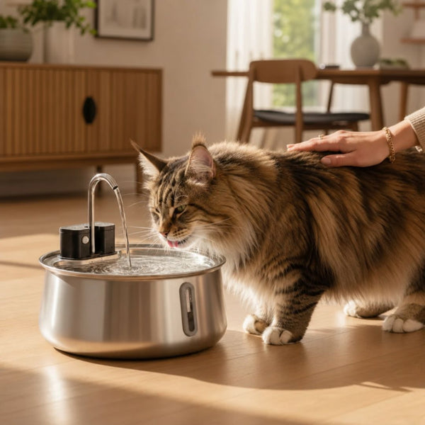 Fontaine à eau pour chat sans fil 4L Inox avec Capteur de Mouvement | ROCA