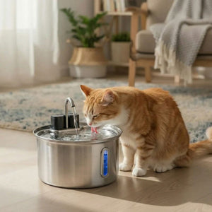 Fontaine à eau pour chat sans fil 3,2L Inox avec Capteur de Mouvement | VELA